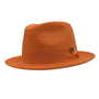 Aurorify Collection: Tangerine Solid Color Braided Wide Brim Pinch Fedora Matching Grosgrain Ribbon Hat
