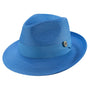 Aurorify Collection: Blue Braided Wide Brim Pinch Fedora Matching Grosgrain Ribbon Hat