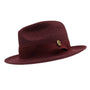 Aurorify Collection: Burgundy Braided Wide Brim Pinch Fedora Matching Grosgrain Ribbon Hat