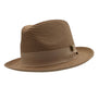 Aurorify Collection: Tan Braided Wide Brim Pinch Fedora Matching Grosgrain Ribbon Hat