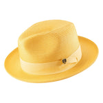 Aurorify Collection: Canary Braided Wide Brim Pinch Fedora Matching Grosgrain Ribbon Hat