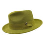 Aurorify Collection: Green Braided Wide Brim Pinch Fedora Matching Grosgrain Ribbon Hat