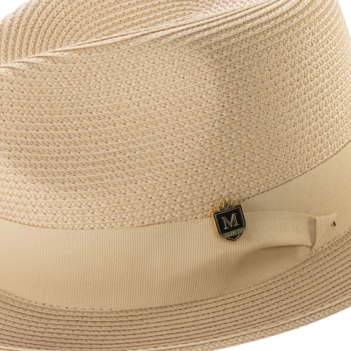 Beige Braided Wide Brim Pinch Crown Fedora Hat – Suits & More display picture 1