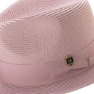 montique blush braided fedora hat with 2.5 inch wide brim