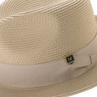montique khaki braided fedora hat with 2.5 inch wide brim