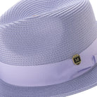 montique lilac braided fedora hat with 2.5 inch wide brim