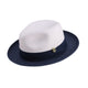 Galanza Collection: Montique Navy Two-tone Pinch Fedora With Matching Grosgrain Ribbon- Wide Brim H47