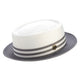 Andaras Collection: Montique Grey Straw Pork Pie Two Tone Hat