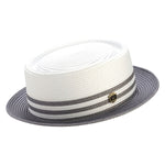 Andaras Collection: Montique Grey Straw Pork Pie Two Tone Hat