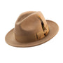 Twilique Collection: Montique Tan Lightfelt 2 ½ Inch Wide Brim Wool Felt Pinch Hat