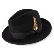 Twilique Collection: Montique Black Lightfelt 2 ½" Wide Brim Wool Felt Pinch Hat