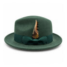 Hunter Montique Lightfelt wide brim wool felt fedora hat side view with pinch crown and black grosgrain band