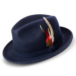 Eclipelle Collection: Montique Navy Small Felt Band 2 ¼ Brim Wool Felt Dress Hat