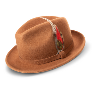 Saddle Wool Felt Dress Hat with Small Band by Montique