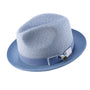 Rubique Collection: Men's Braided Two Tone Stingy Brim Pinch Fedora Hat in Chambray