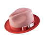 Rubique Collection: Men's Braided Two Tone Stingy Brim Pinch Fedora Hat in Crimson