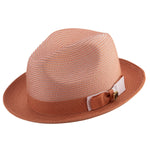 Rubique Collection: Men's Braided Two Tone Stingy Brim Pinch Fedora Hat in Apricot