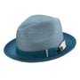 Rubique Collection: Men's Braided Two Tone Stingy Brim Pinch Fedora Hat in Teal