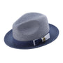 Rubique Collection: Men's Braided Two Tone Stingy Brim Pinch Fedora Hat in Navy