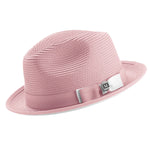 Innovique Collection: Pink White Bottom Braided Stingy Brim Pinch Fedora Hat