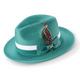 Pelican Collection: Montique Emerald Fedora Hat with Two-Tone Grosgrain Ribbon Band and Feather Accent