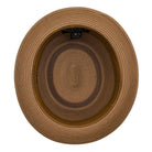 cappuccino straw pork pie hat inside view with branded sweatband