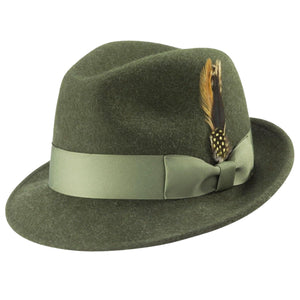 Luxifyer Collection: Men's Olive Pinch Crushable Litefelt Snap Brim Hat