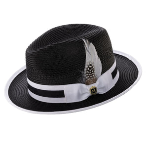 Black & White Dual-Tone Ribbon Fedora Hat by Montique