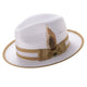 White & Mustard Dual-Tone Ribbon Fedora Hat by Montique