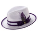 White & Purple Dual-Tone Ribbon Fedora Hat by Montique