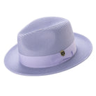 lilac braided wide brim pinch crown fedora with grosgrain ribbon band