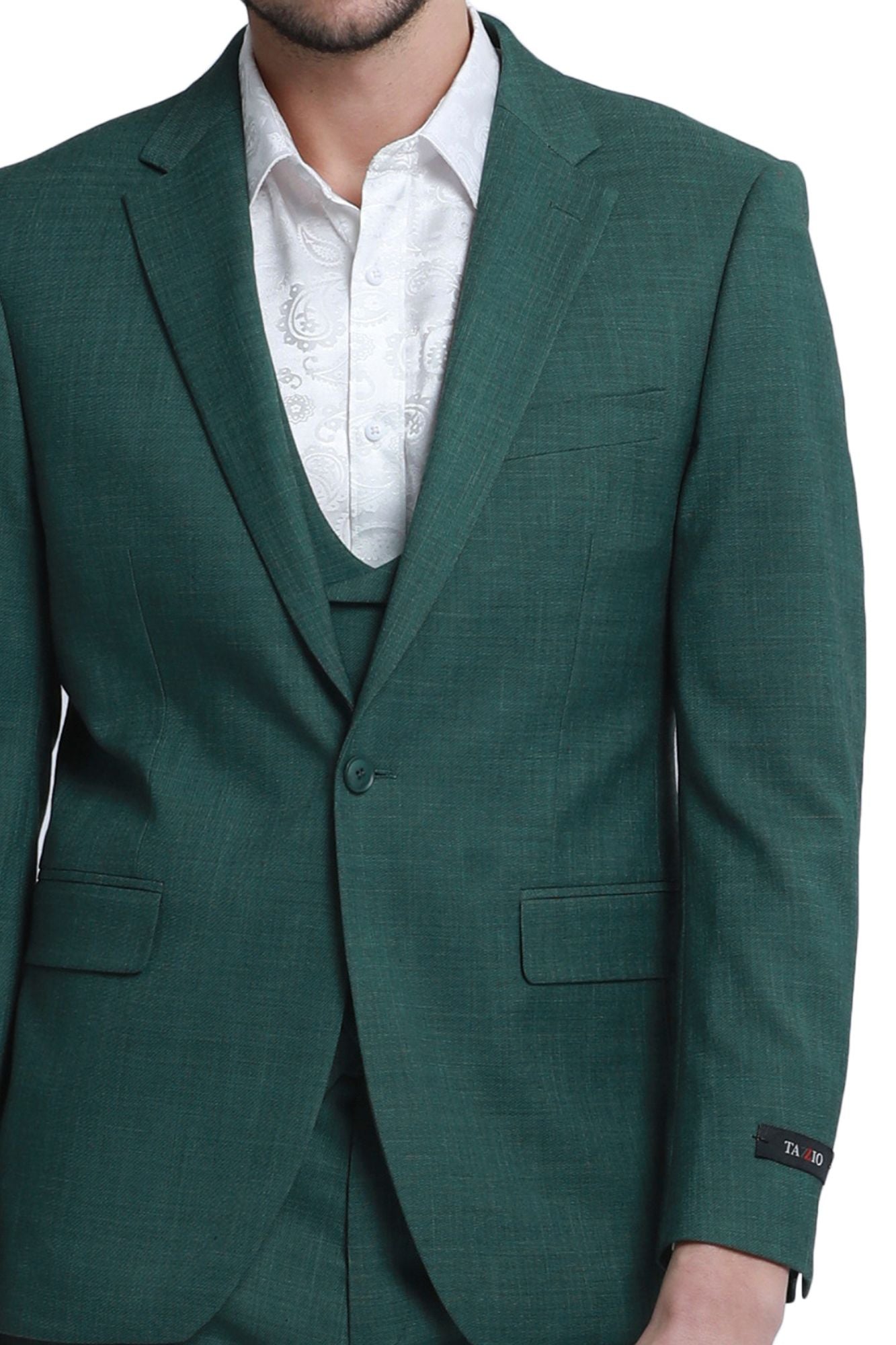 Men's 3-Piece Slim Fit Textured Suit - Hunter – Suits & More
