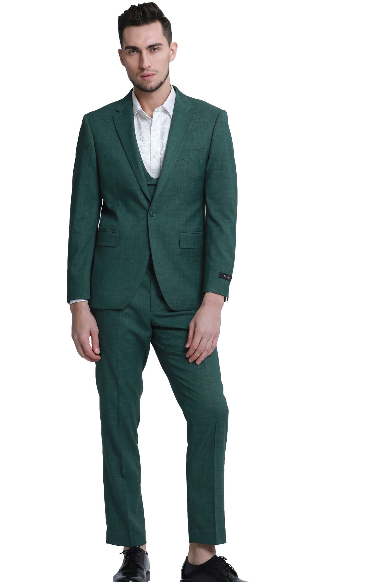 Men's 3-Piece Slim Fit Textured Suit - Hunter – Suits & More