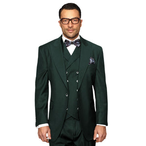 Biela Collection: Men's Pleated Wide-Leg 3-Piece Suit In Hunter