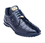 Belvedere Vasco Genuine Hornback Caiman & Italian Calf Sneakers in Night Blue