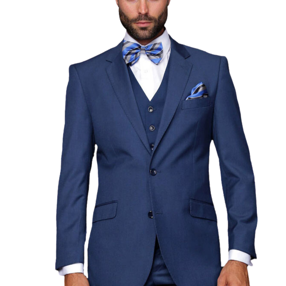 Indigo 3PC Solid Suit Super 180's Italian Wool Modern Fit – Suits & More