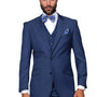 Pan Prestige Collection: 3PC Modern Fit Solid Color Suit With Super 180's Italian Wool In Indigo
