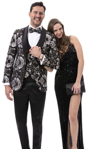 black floral printed blazer