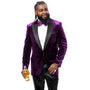 Luxurious Purple Velvet Blazer with Satin Lapel and Diamond Stud Accents