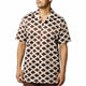 Brown & White Fancy Crochet Woven Shirt by Stacy Adams