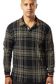 Men's Plaid Polo Pullover Shirt In Khaki