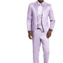 Tales Collection: Men's Sharkskin 3-Pc Suit with Peak Lapel In Lavender- Slim Fit