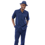 Charpi Collection: Montique's Men's Linen Look Navy Walking Suit