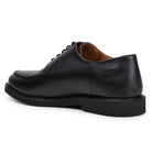 Black suede Derby shoe with apron-toe stitching