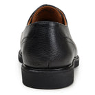 Back view of black suede Derby shoe