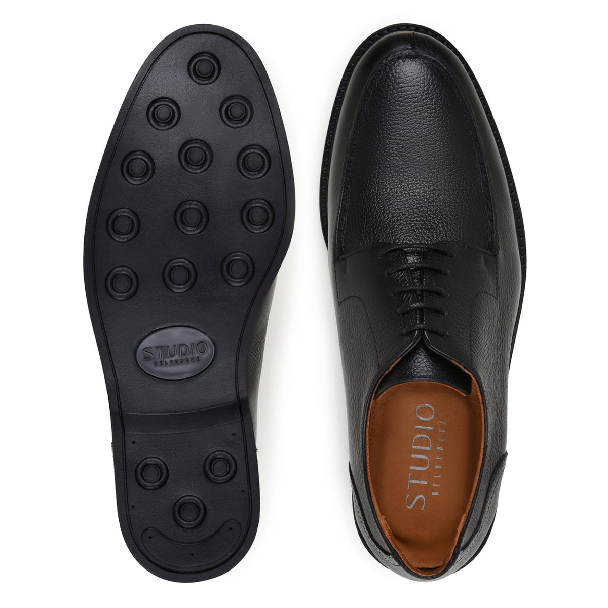 EVA rubber outsole of black Belvedere Derby shoe