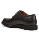 Black suede Derby shoe with apron-toe stitching