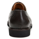 Back view of black suede Derby shoe