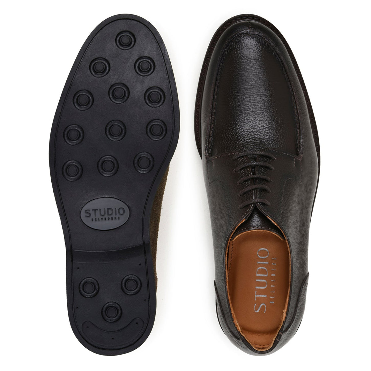 EVA rubber outsole of black Belvedere Derby shoe