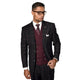 Black and Burgundy 3-Piece Plaid Suit with Double-Breasted Vest - Modern Fit